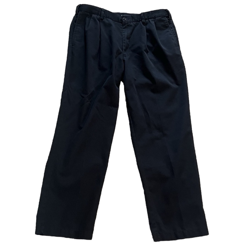 Dockers Men’s Classic Fit Pleated Dress Pants Solid Black Stretch 36x29 Pockets